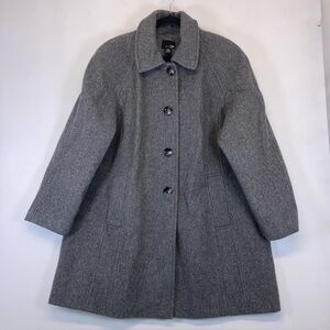 East 5th Coat Women’s Gray Plaid Scarf Button Down Size 2XL Wool Blend Pockets